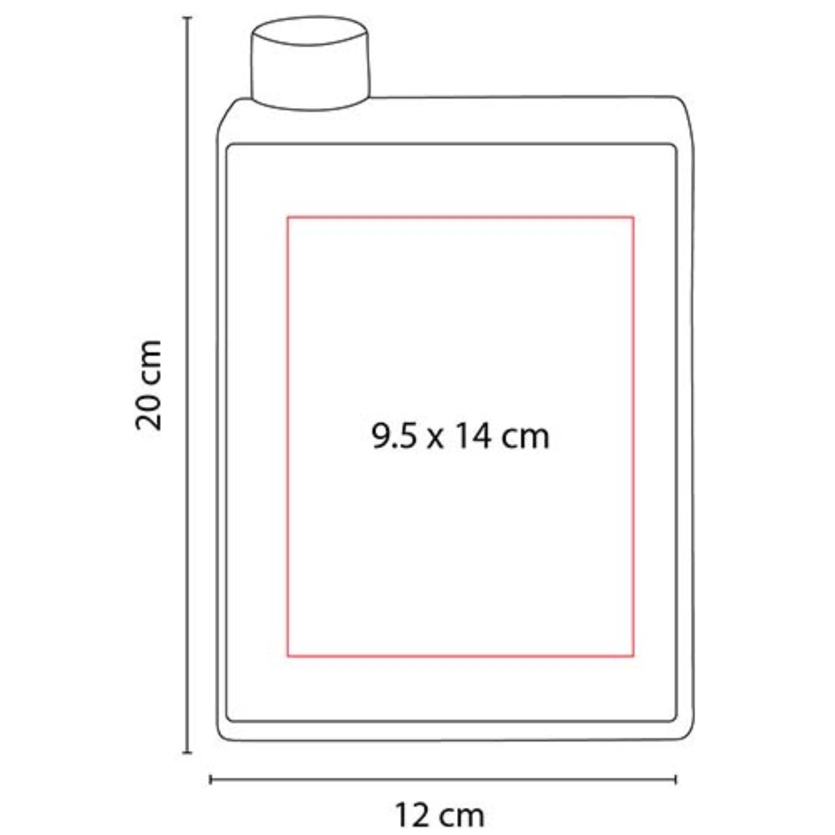 Botella rectangular de plástico con tapa de rosca