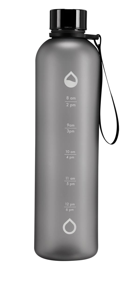 Botella con horarios para programas de hidratación