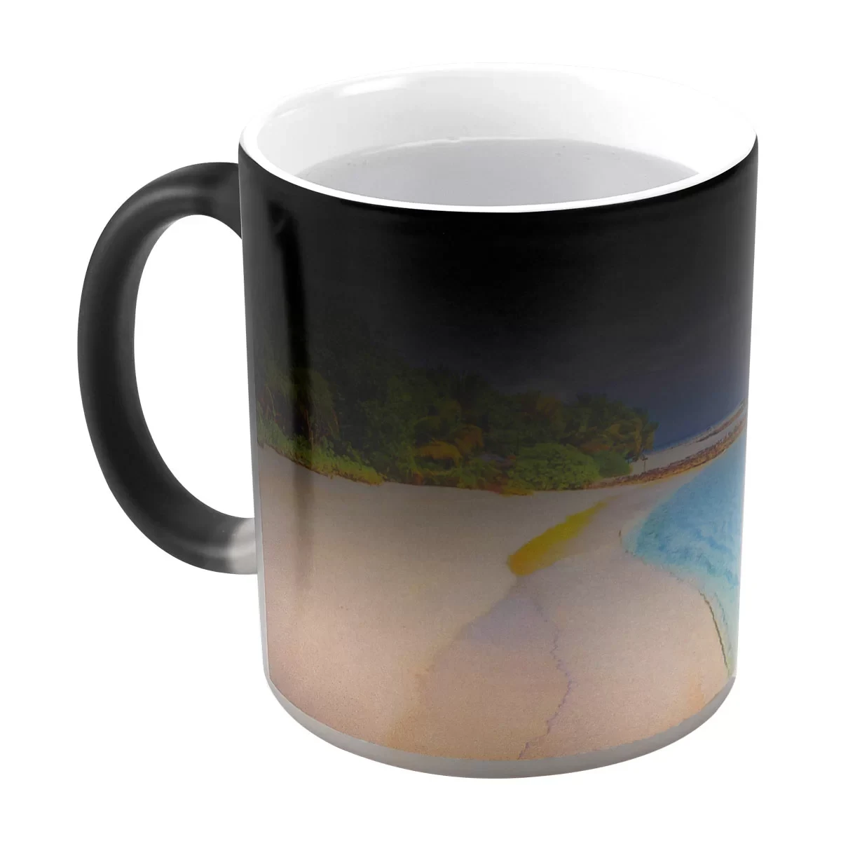 Taza de cerámica que recupera su apariencia al enfriarse
