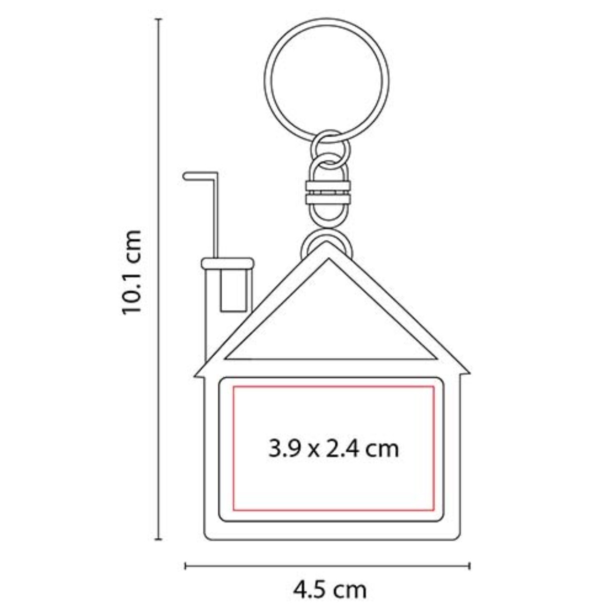 Llavero de plástico con diseño de vivienda y flexómetro