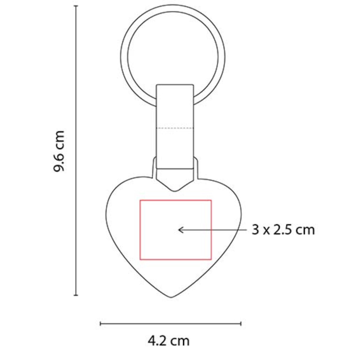 Llavero WETAR con superficie de grabado de 3 x 2.5 cm