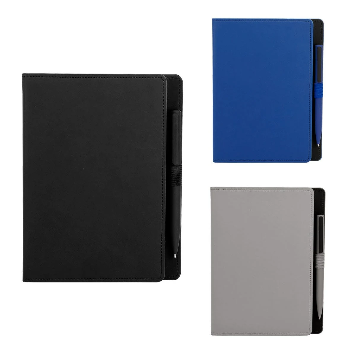 LIBRETA KIONA de curpiel con bolígrafo de acabado rubber
