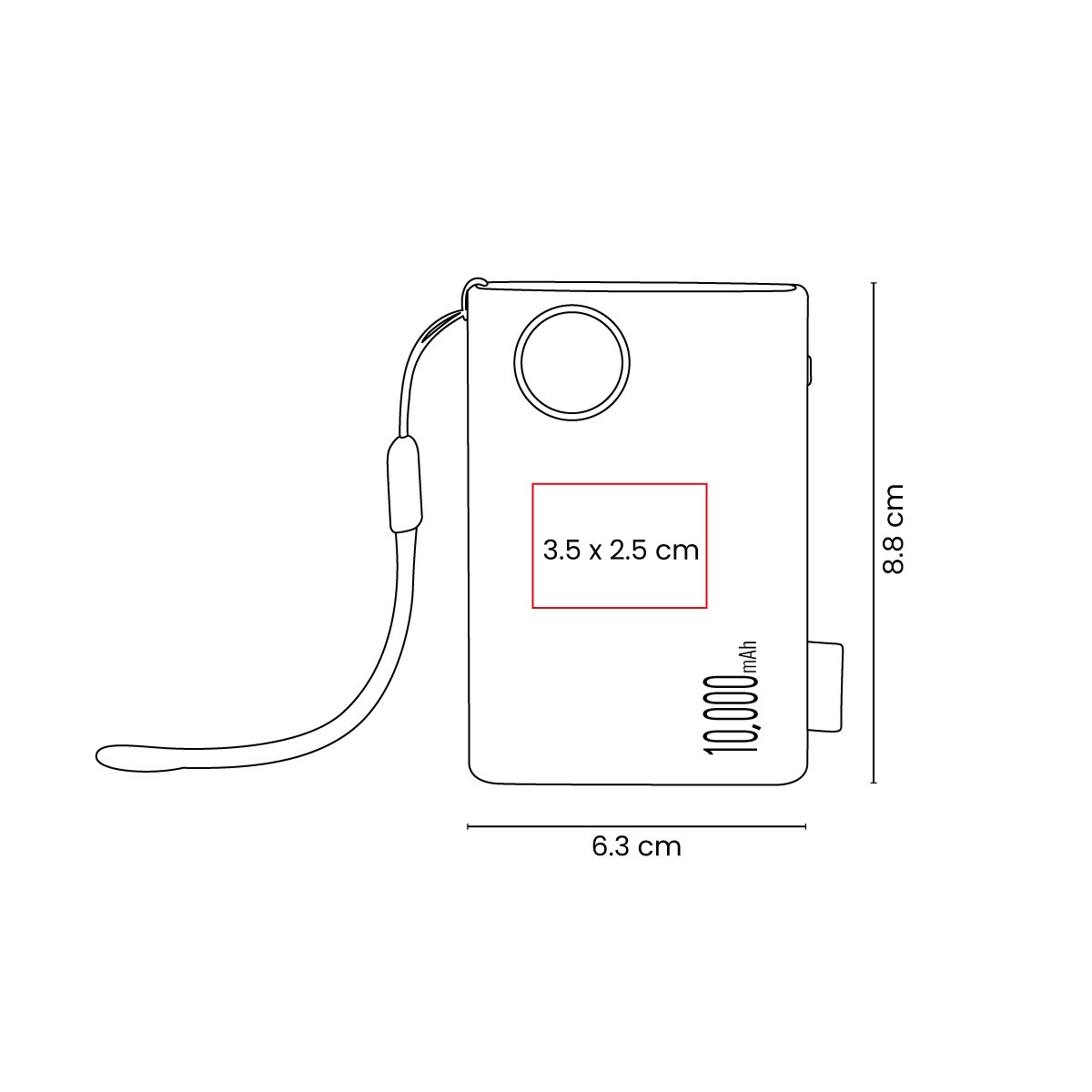 Superficie del POWER BANK MUSK apta para serigrafía y tampografía