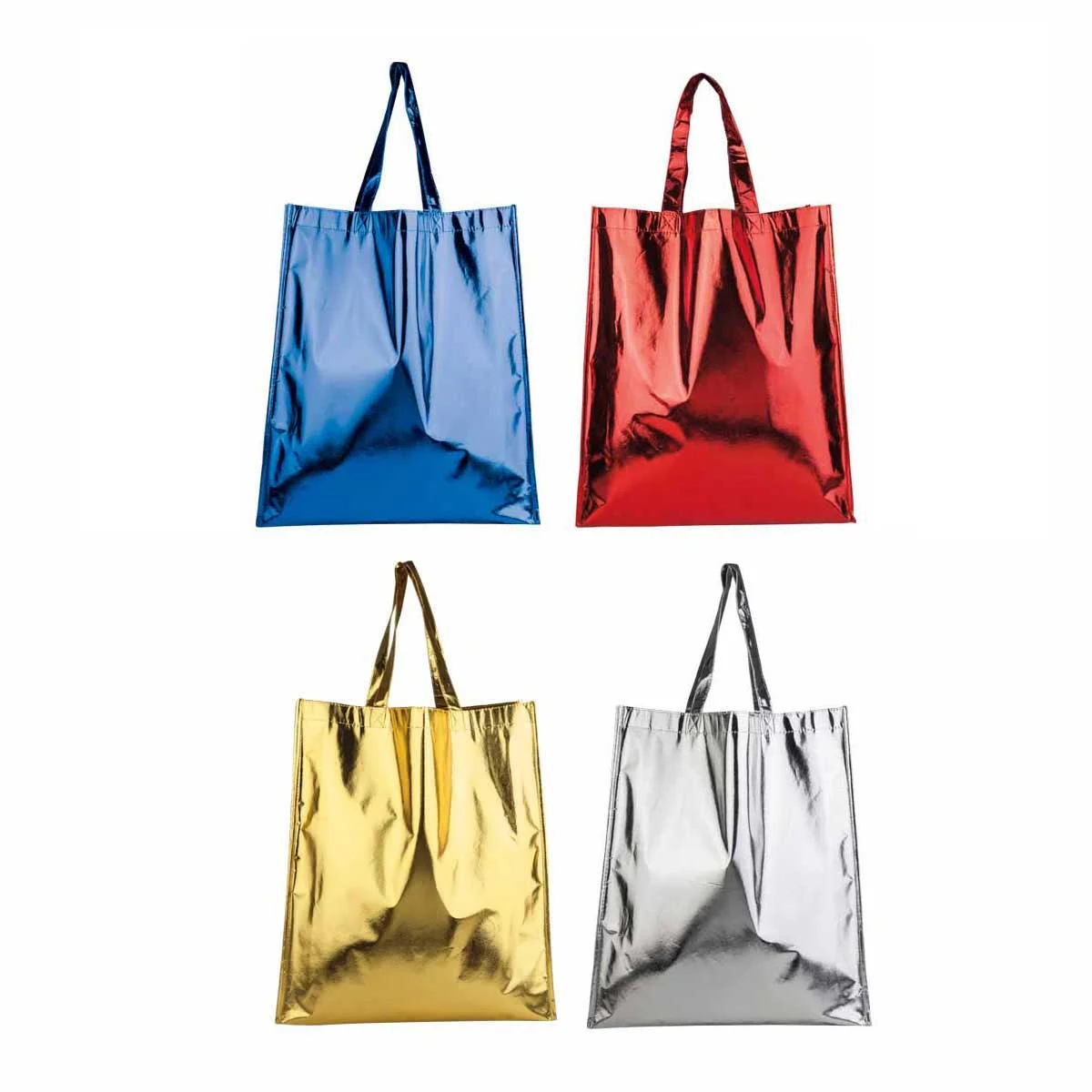 BOLSA CARNAVAL de non woven metalizado con fuelle y asas