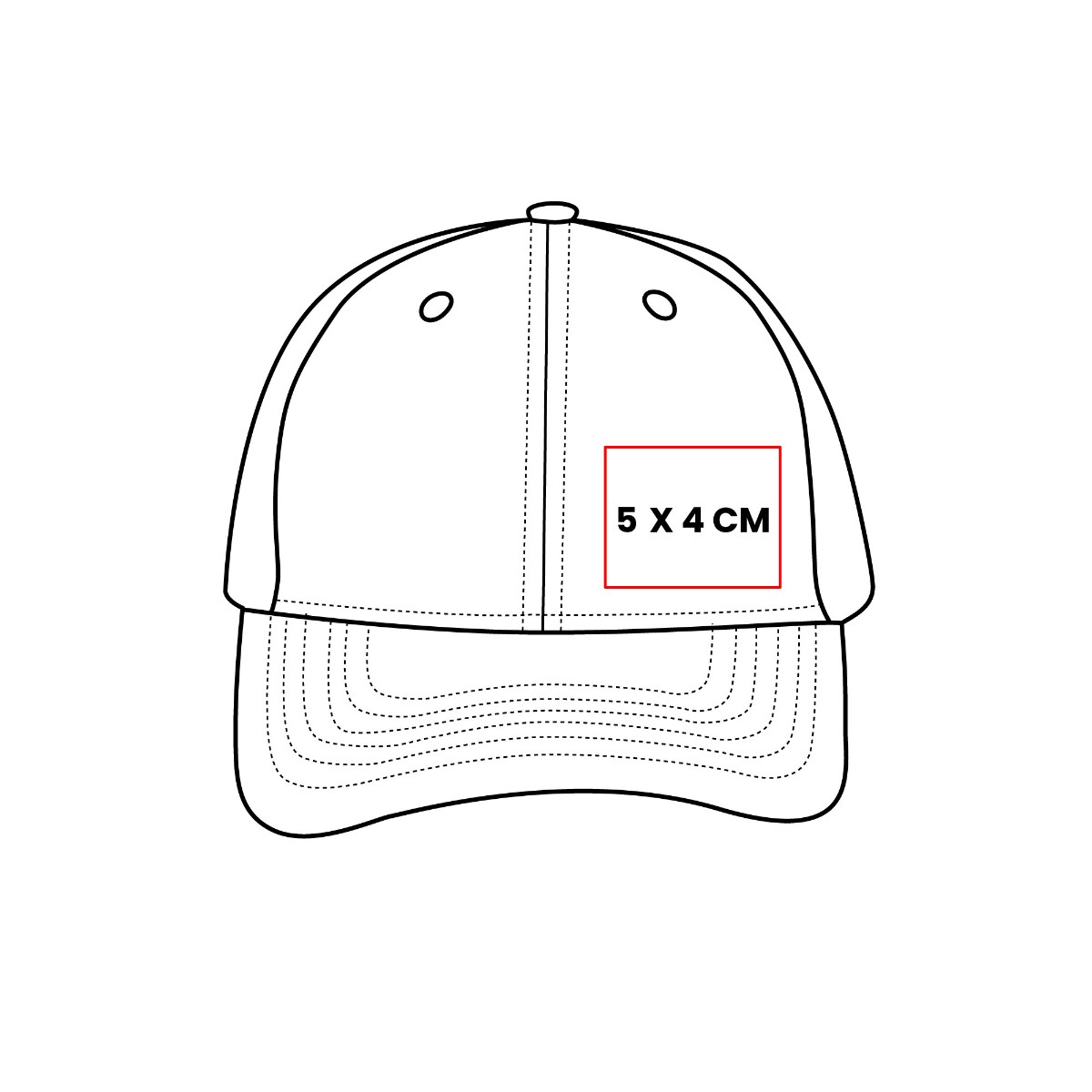 Área de personalización de 5 x 4 cm en GORRA MATHIS