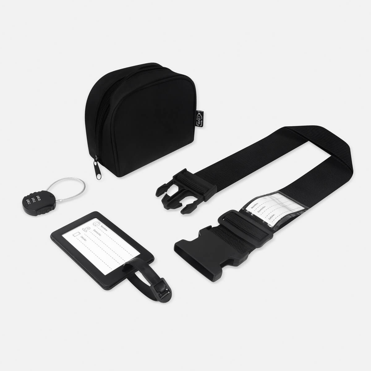 SET DE VIAJE REIS con candado de combinación y cinta de seguridad