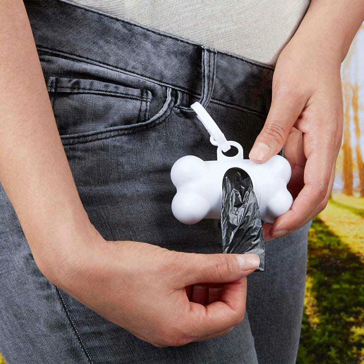 Dispensador portátil para bolsas recolectoras.