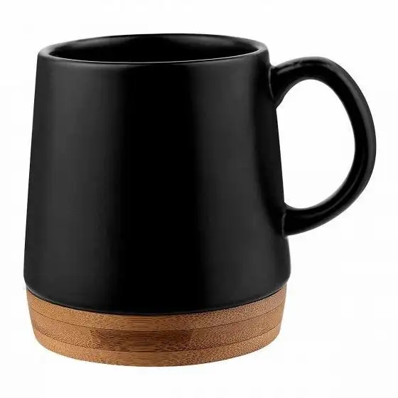 4. Taza de 16 oz con base natural de bambú.