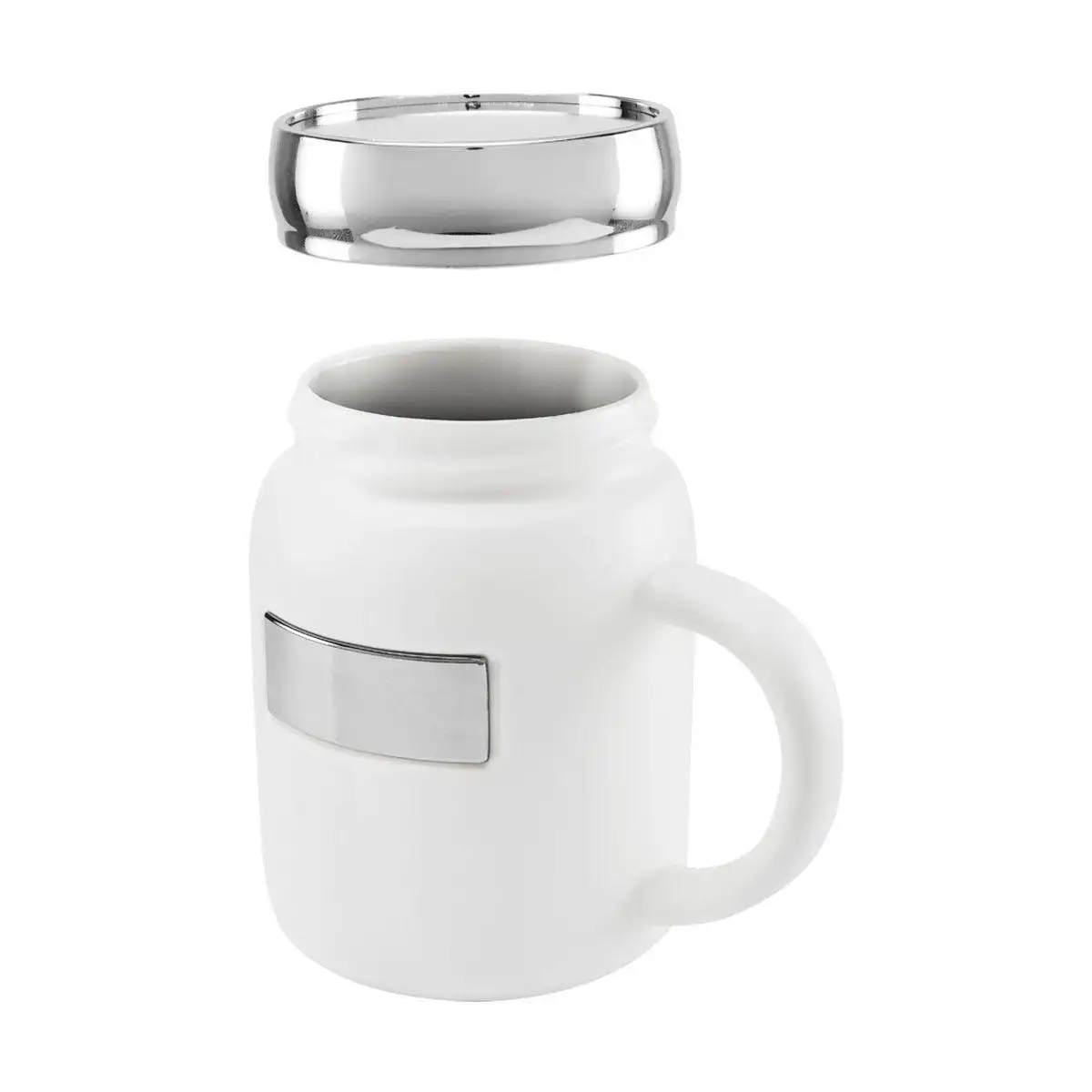 4. Taza tarro de cerámica mate con tapa metalizada.