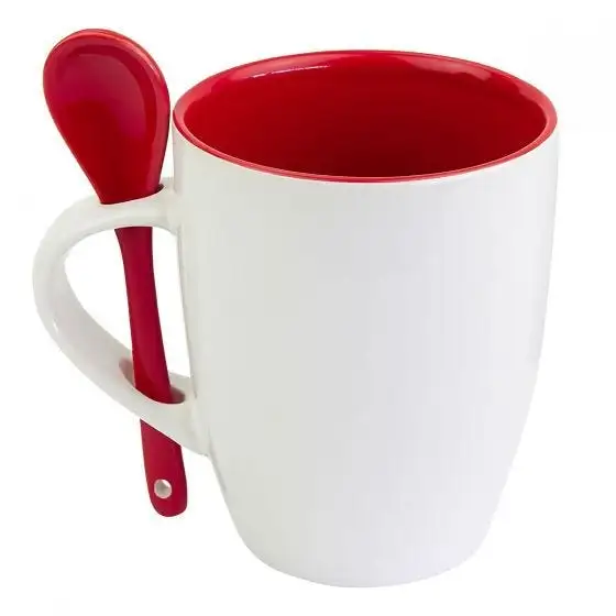 2. Taza promocional con cuchara a juego personalizada.