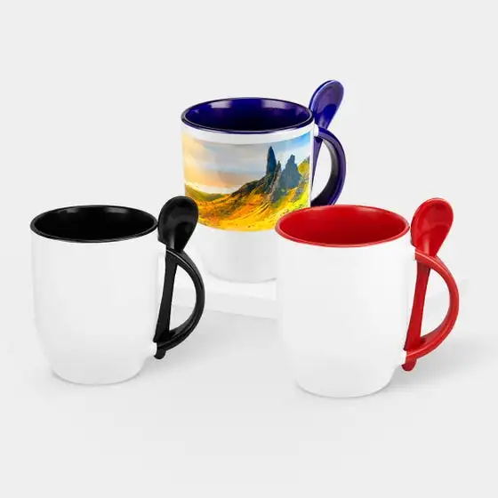 Taza MARGAO para sublimar de 11 oz con cuchara.