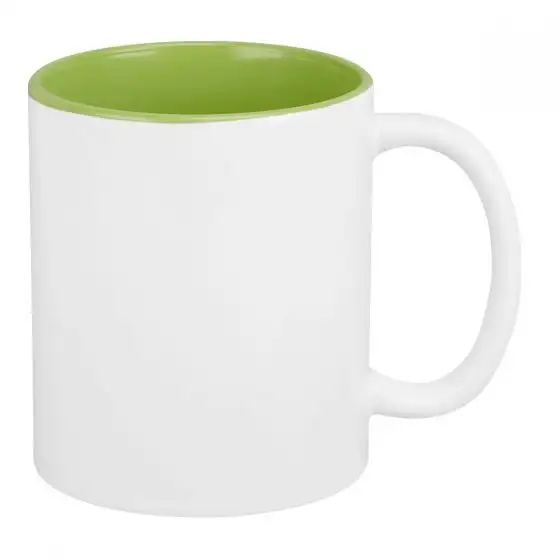 2. Taza sublimable con interior de color y exterior blanco.