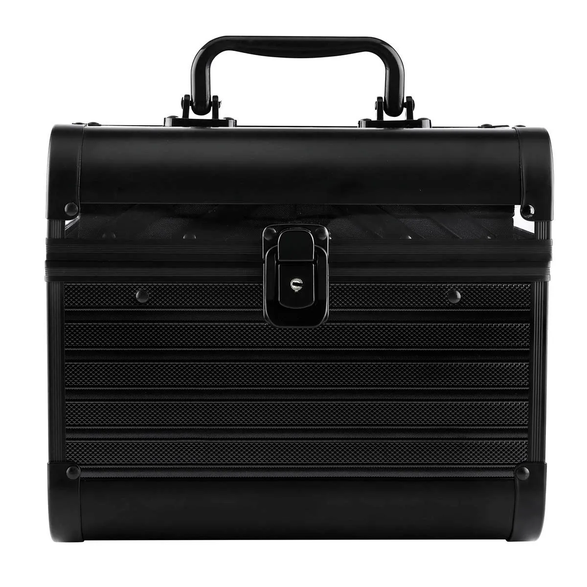 2. Maletín organizador de maquillaje con cerradura y llave.